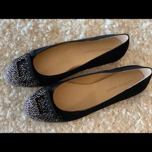 BNIB Antonio Melani Black suede rhinestone skimmer